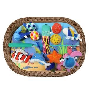 2 Buddy Buddy Cat Scratcher Bed and Toys, 26-piece Set